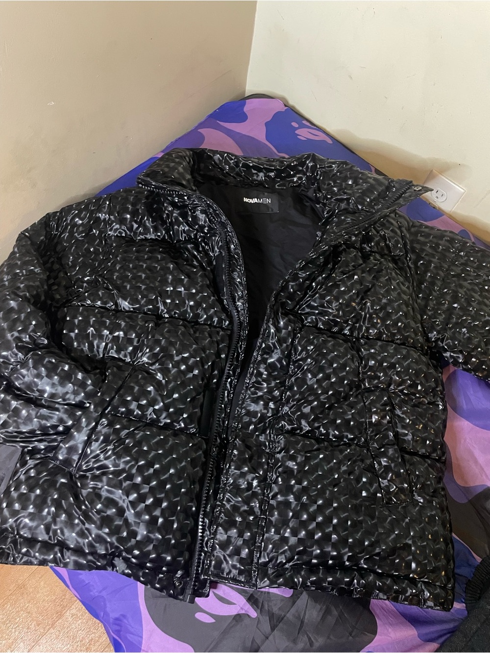 Fashion Nova Black Quilted Glossy Puffer Jacket - Women's